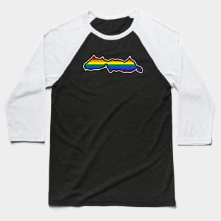 Malcom Island Silhouette - Sointula Traditional Pride Flag Rainbow Colours - Malcom Island Baseball T-Shirt